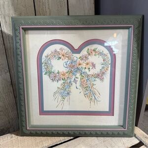 Floral Heart Wreath Framed Art